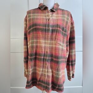 American Eagle Plaid Button-Up Shacket (Missing Button)